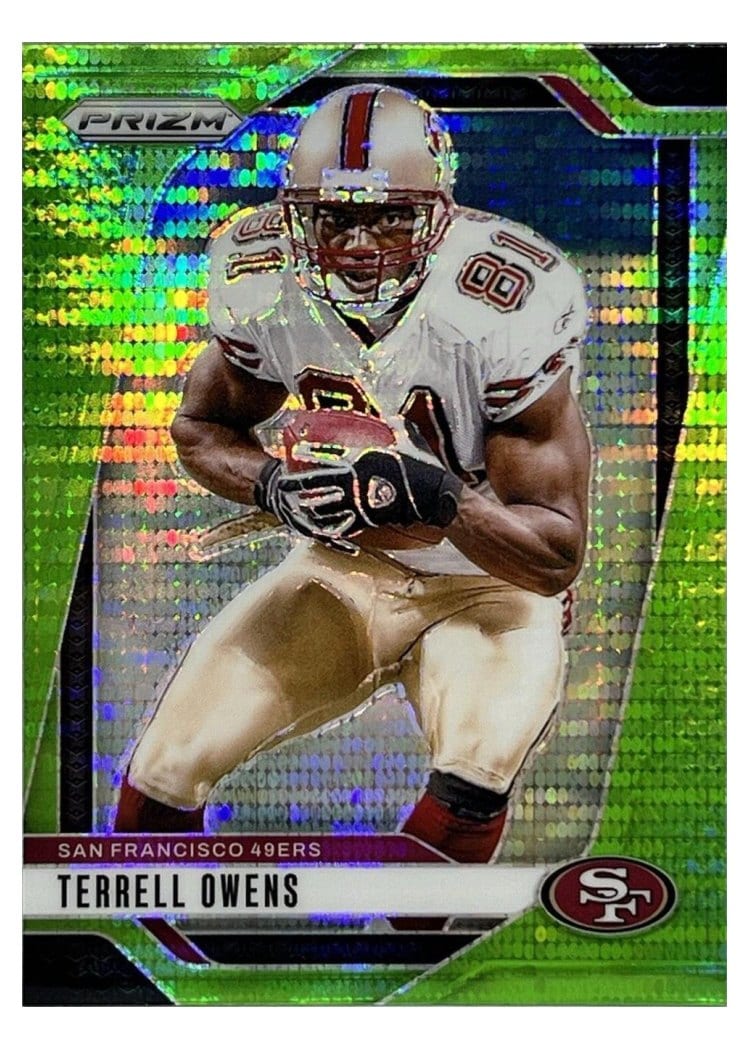 2024 Panini Prizm Base Set Terrell Owens Neon Green Pulsar #257 card