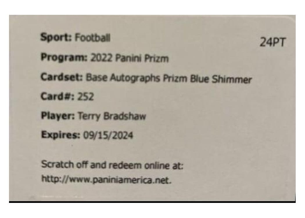 2022 Panini Prizm Base Set Terry Bradshaw #252 card