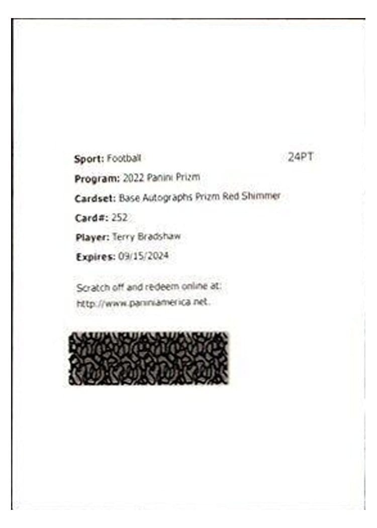 2022 Panini Prizm Base Set Terry Bradshaw #252 card
