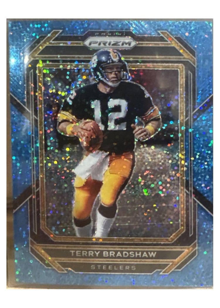 2022 Panini Prizm Base Set Terry Bradshaw Blue Sparkle #252 card