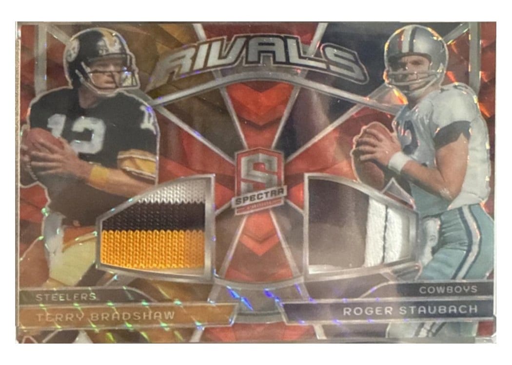 2024 Panini Spectra Rivals Relics Terry Bradshaw / Roger Staubach #RVL-TBRS card
