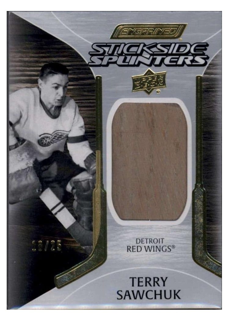 2024-25 Upper Deck Engrained Icons Stickside Splinters Terry Sawchuk #SS-TS card