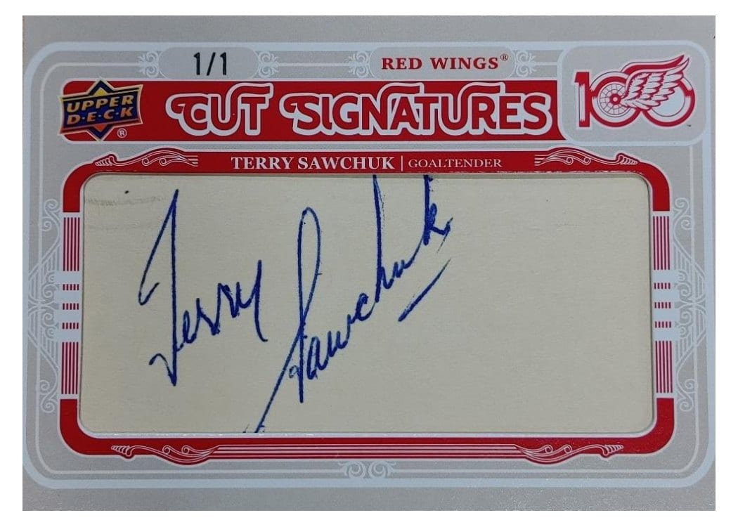 2025-26 Upper Deck Detroit Red Wings Centennial Cut Signatures Terry Sawchuk #CS-TS card