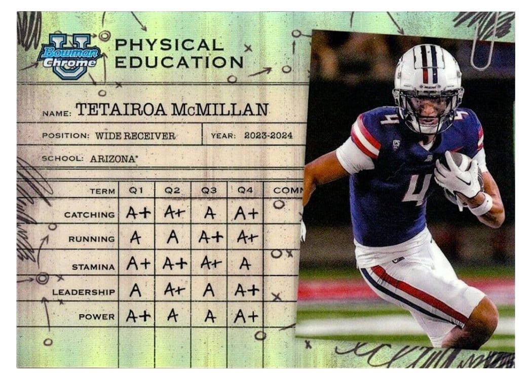 2024 Bowman University Chrome Physical Education Set Tetairoa McMillan #PE-2 card