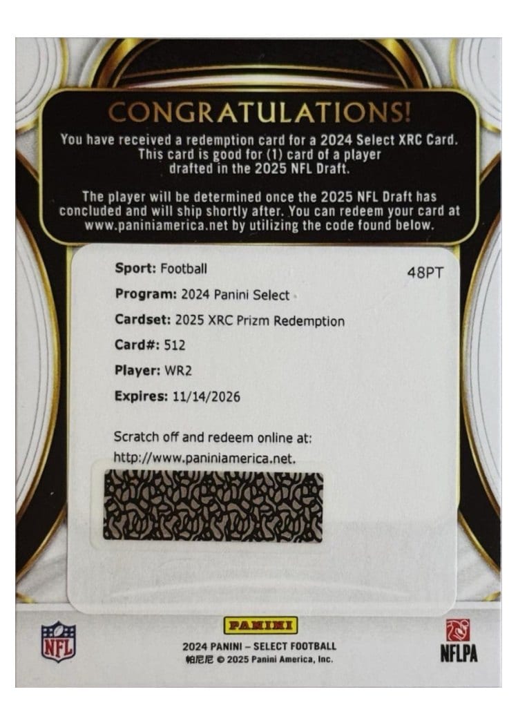 2024 Panini Select 2025 XRC Prizm Redemption Tetairoa McMillan #512 card