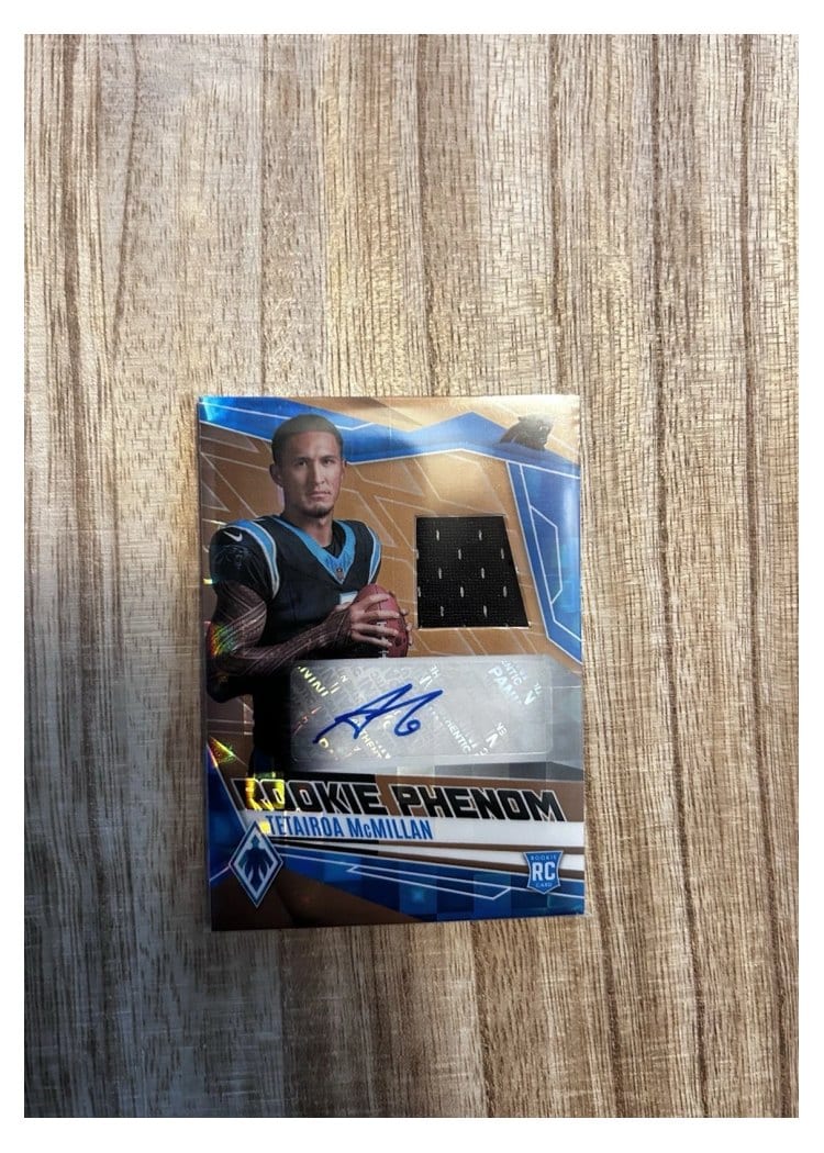 2025 Panini Phoenix Rookie Phenom Jersey Autographs Tetairoa McMillan #5 card