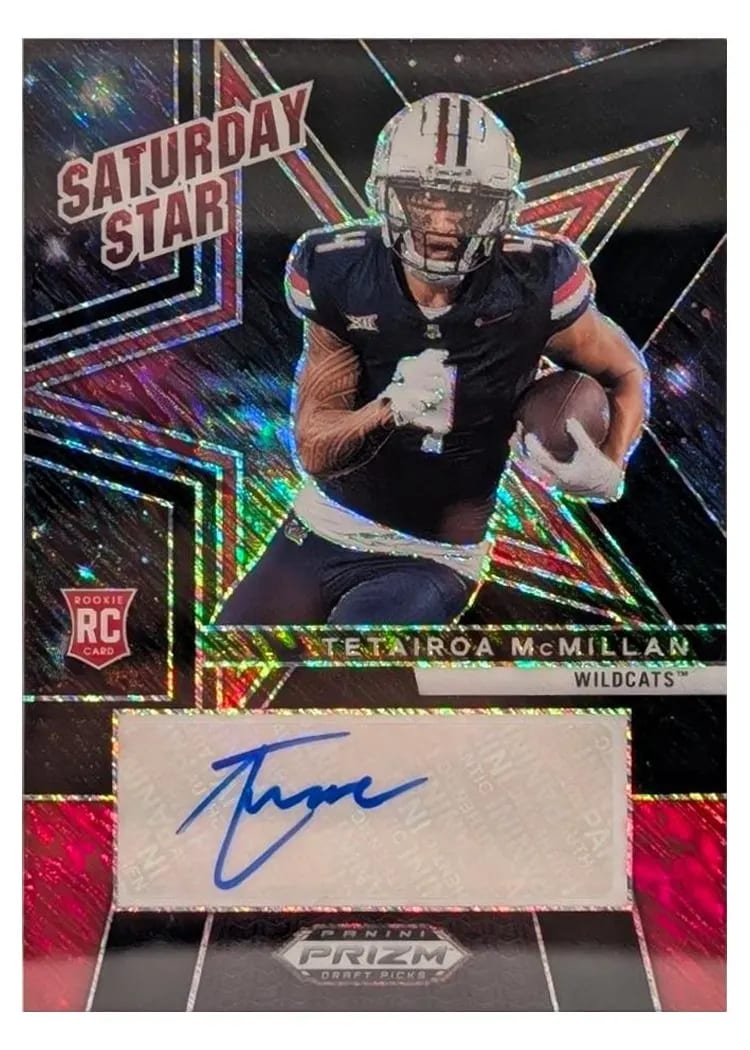 2025 Panini Prizm Draft Picks Saturday Star Signature Tetairoa McMillan Black Shimmer #SSS-TMN card