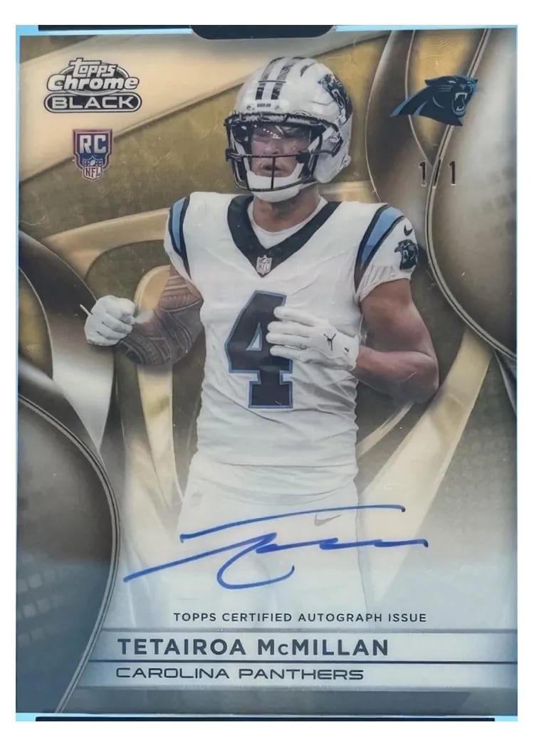 2025 Topps Chrome Black Rookie Autograph Tetairoa McMillan #RAU-TM card