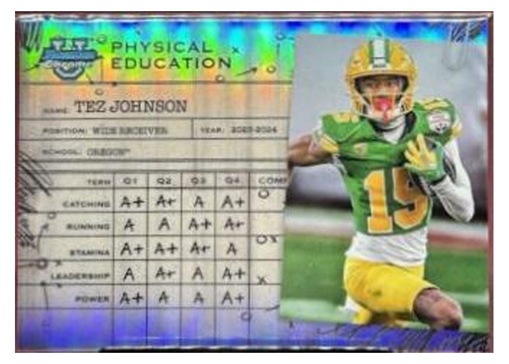 2024 Bowman University Chrome Physical Education Set Tez Johnson #PE-11 card