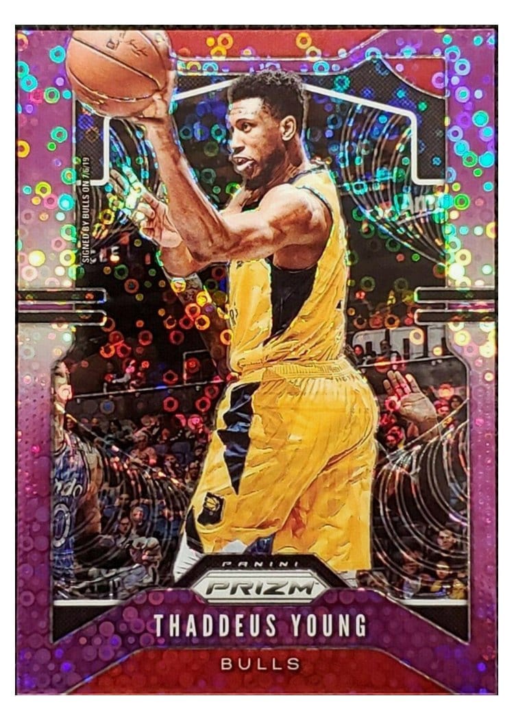 2019-20 Panini Prizm Base Set Thaddeus Young Fast Break Prizm Purple #217 card