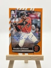2023 Topps Big League Electric Orange Autographs Thairo Estrada #173 card