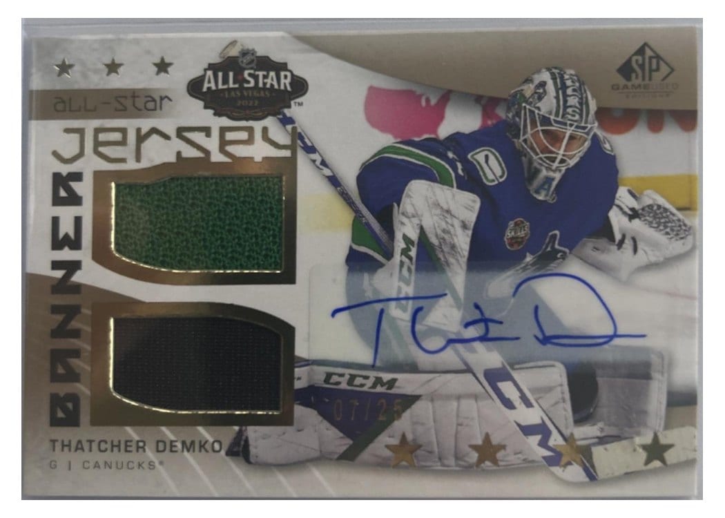 2022-23 SP Game Used 2022 NHL All-Star Game Jersey-Banner Relics Thatcher Demko #ASJB-TD card