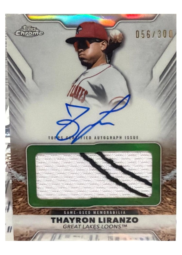 2025 Topps Pro Debut Pro Debut Jumbo Autograph Relics Chrome Thayron Liranzo #PDJAR-TL card