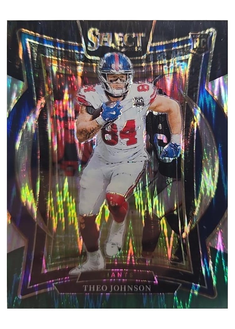 2024 Panini Select Base Set Theo Johnson Black Green Prizm Shock #96 card