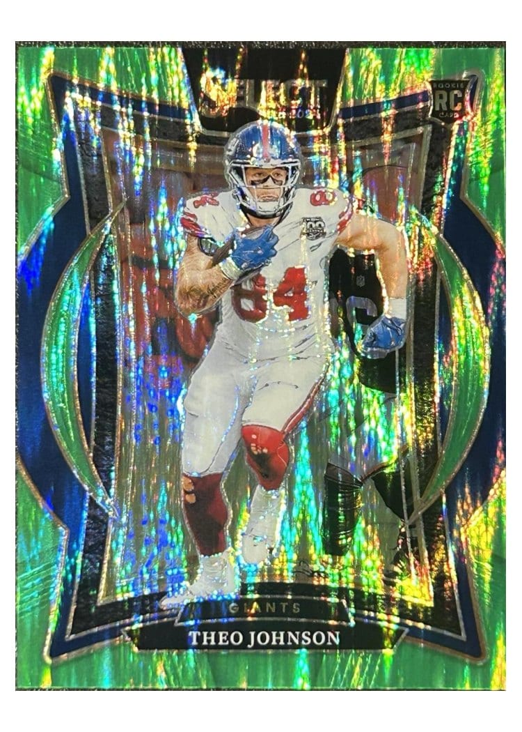 2024 Panini Select Base Set Theo Johnson Neon Green Prizm Shock #96 card