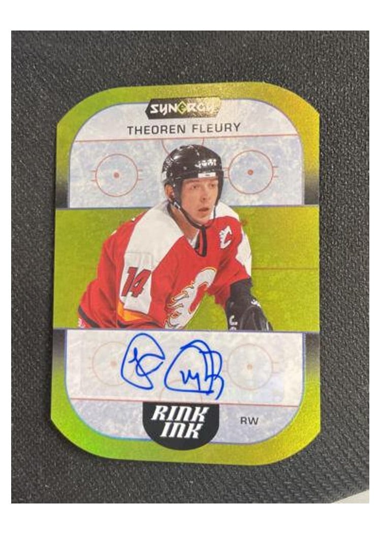 2022-23 Upper Deck Synergy Rink Ink Theoren Fleury #RI-TF card