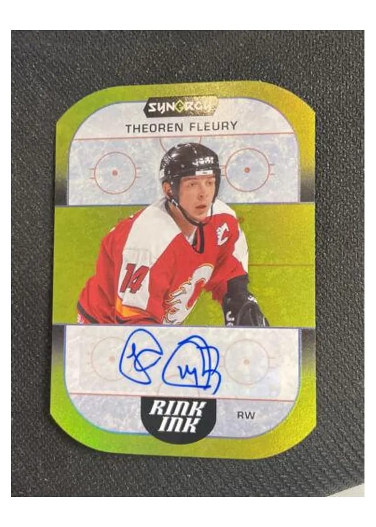2022-23 Upper Deck Synergy Rink Ink Theoren Fleury #RI-TF card