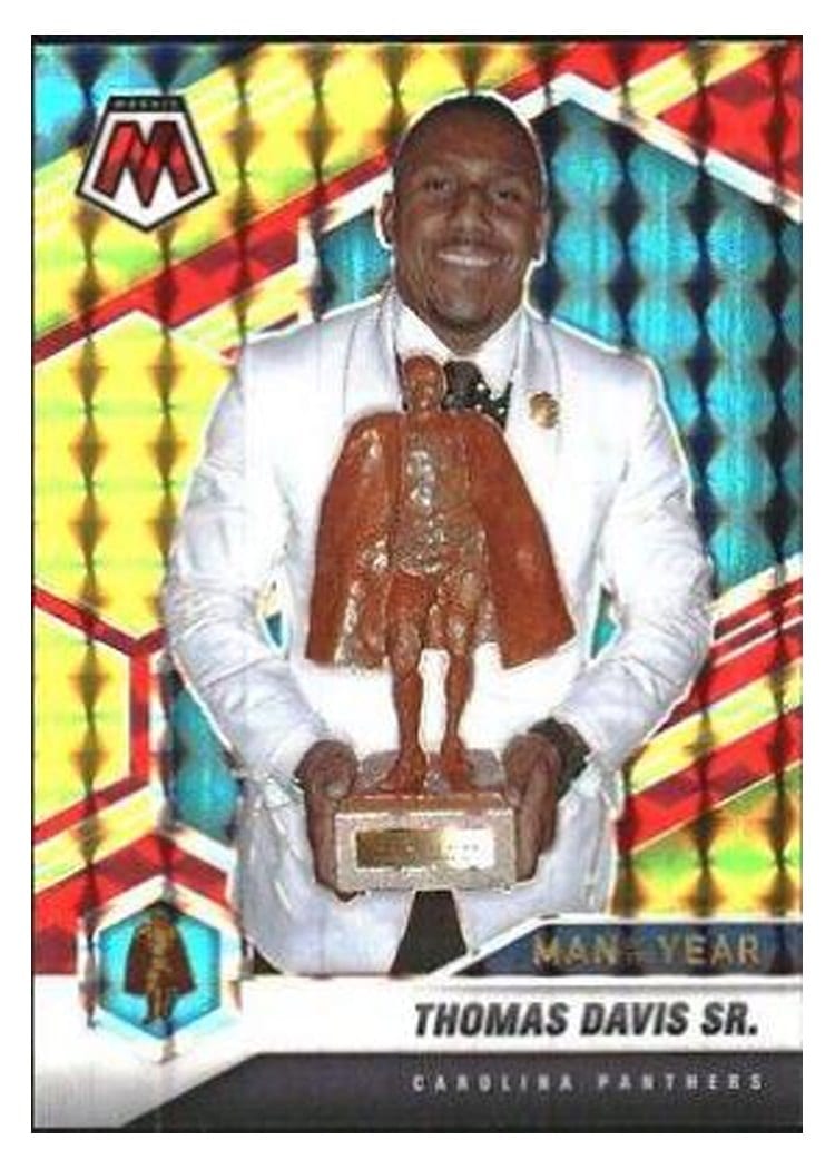 2021 Panini Mosaic Base Set Thomas Davis Sr. Choice Fusion Red & Yellow #268 card