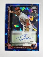 2025 Topps Chrome Sapphire Rookie Autographs Sapphire Thomas Saggese #RA-TSA card