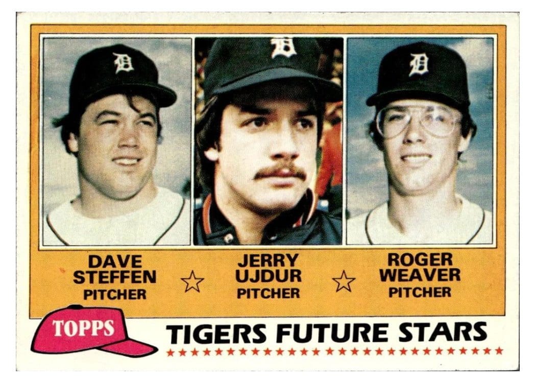 1981 Topps Tigers Future Stars: Dave Steffen / Jerry Ujdur / Roger Weaver #626 card