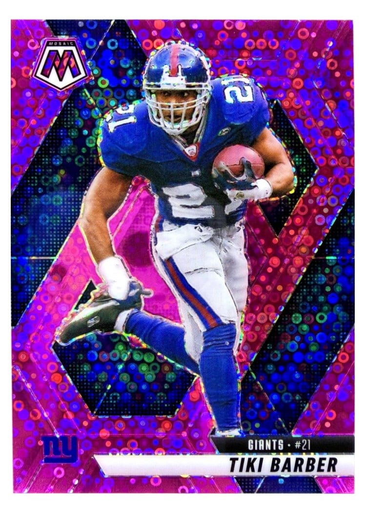 2025 Panini Mosaic Base Set Tiki Barber No Huddle Pink #12 card