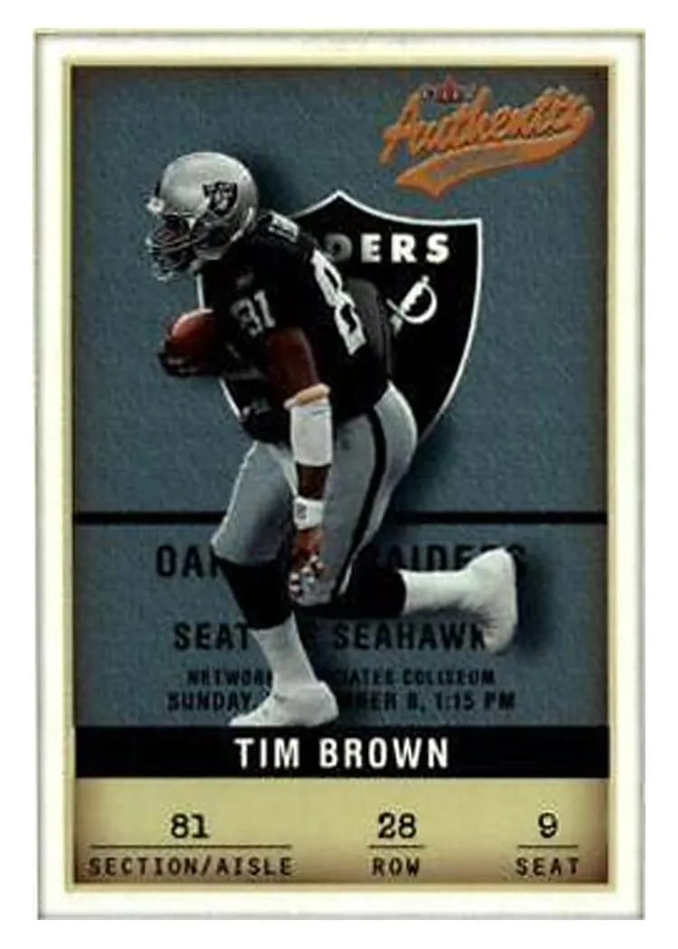 2002 Fleer Authentix Tim Brown #28 card