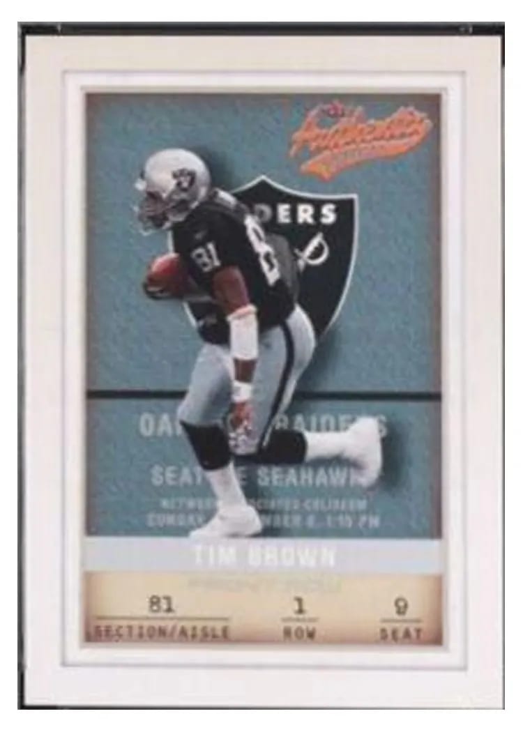 2002 Fleer Authentix Tim Brown #28 card