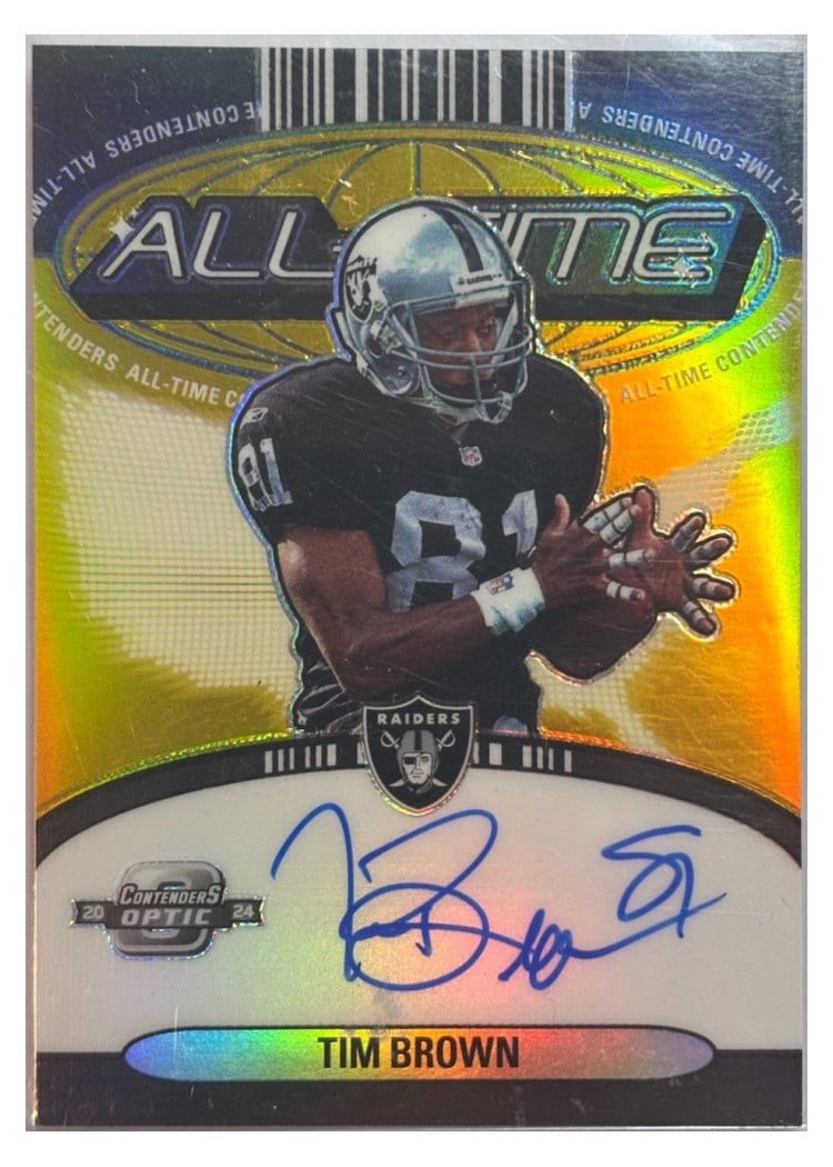 2024 Panini Contenders Optic All-Time Contenders Autographs Tim Brown #14 card