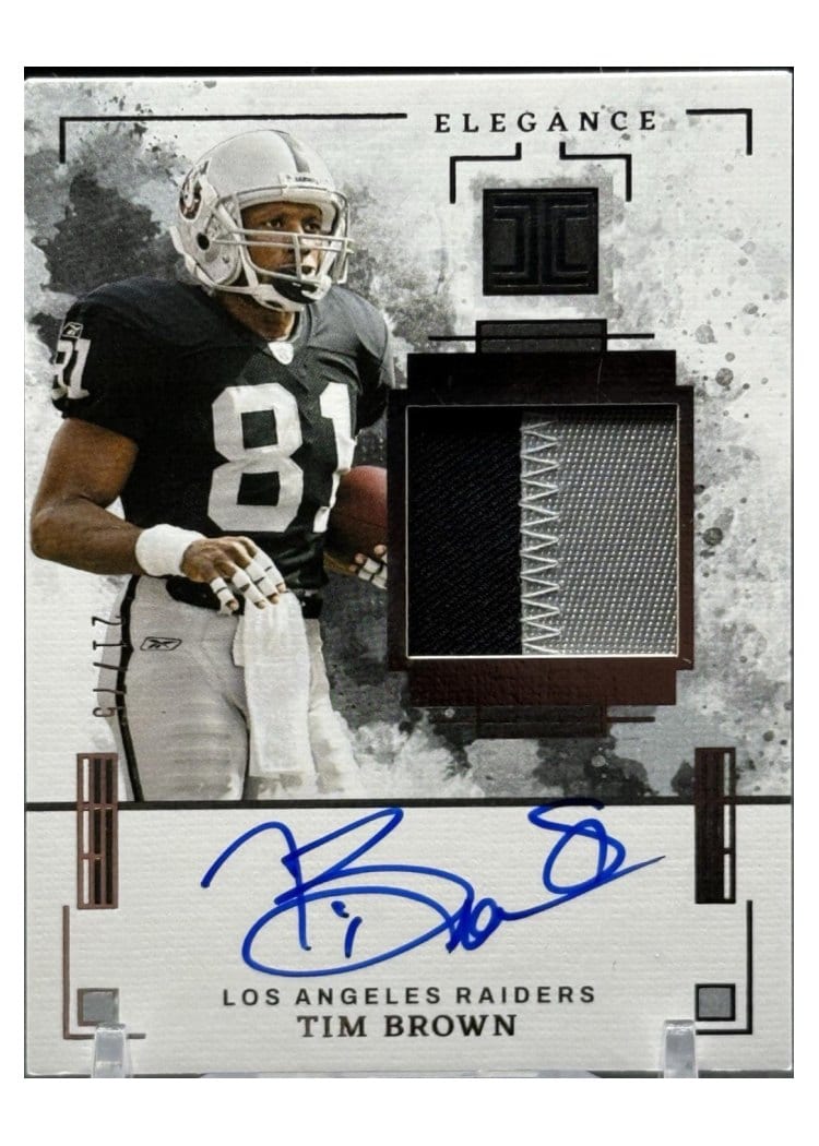 2025 Panini Impeccable Elegance Retired Patch Autos Tim Brown #10 card