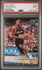 1997 Fleer Tim Duncan Tiffany #201 card