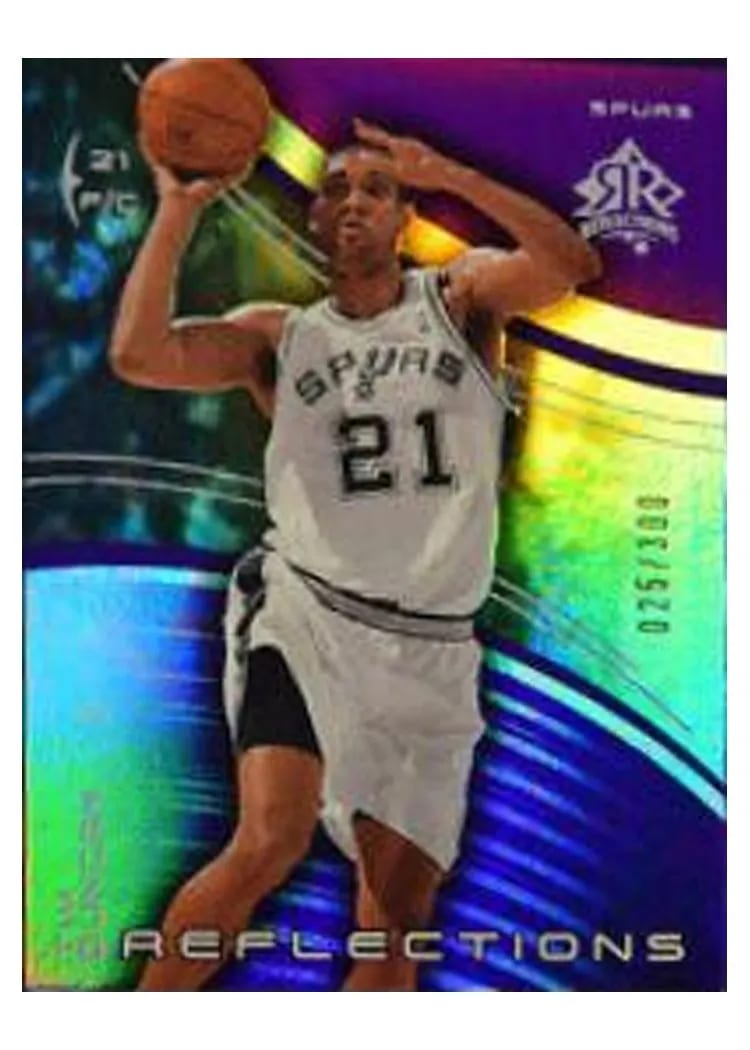 2003 Upper Deck Triple Dimensions Reflections Tim Duncan Reflections Amethyst #75 card