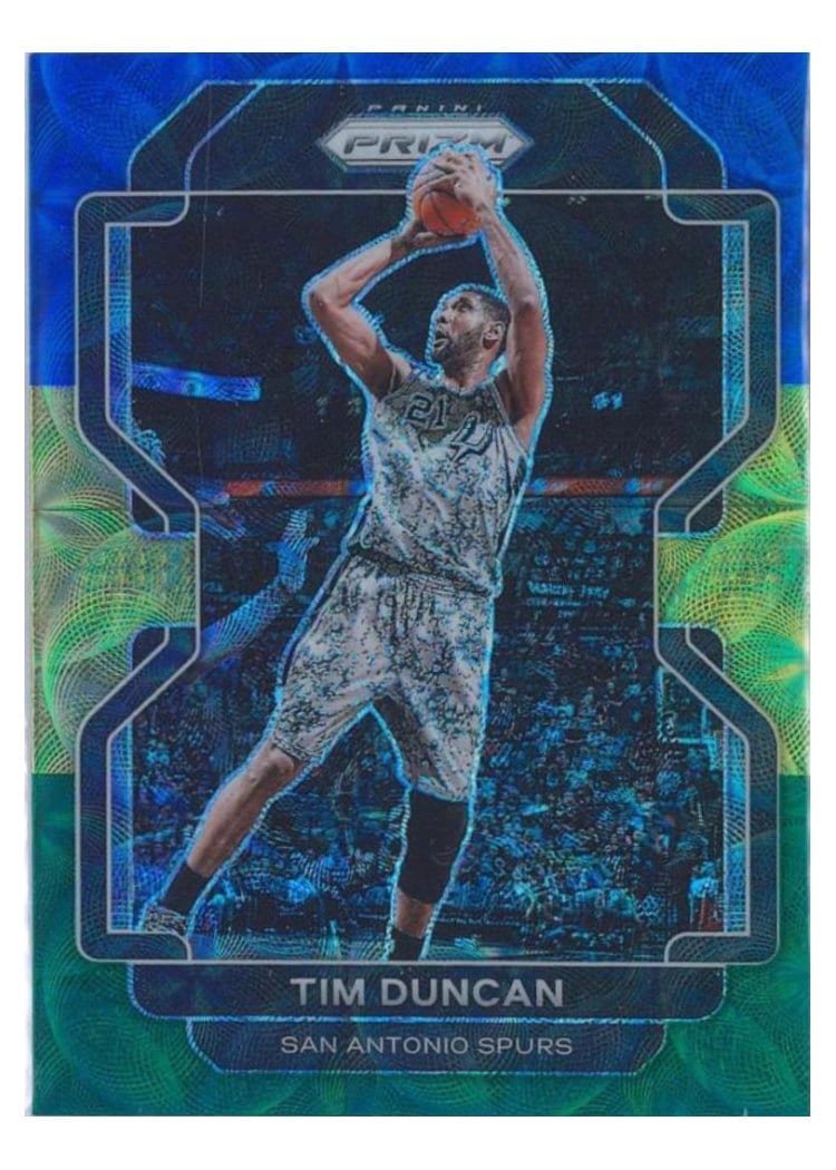 2021-22 Panini Prizm Base Set Tim Duncan Blue Choice Prizm #268 card