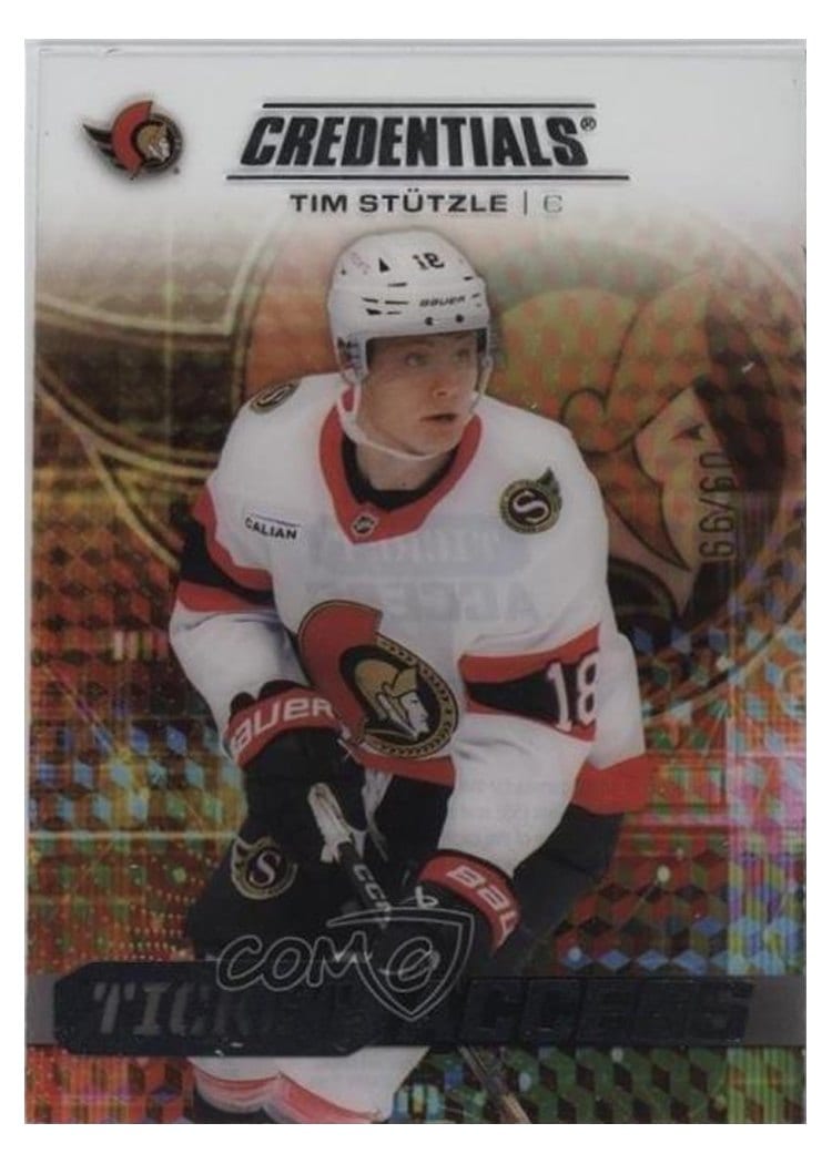 2025-26 Upper Deck Credentials Acetate Ticket Access Tim Stutzle #TA-TS card