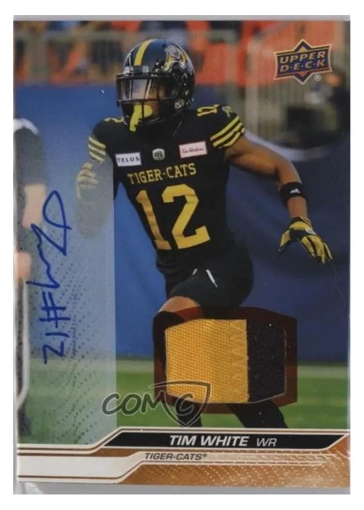 2024 Upper Deck CFL Game Patch Autograph Tim White #62 card