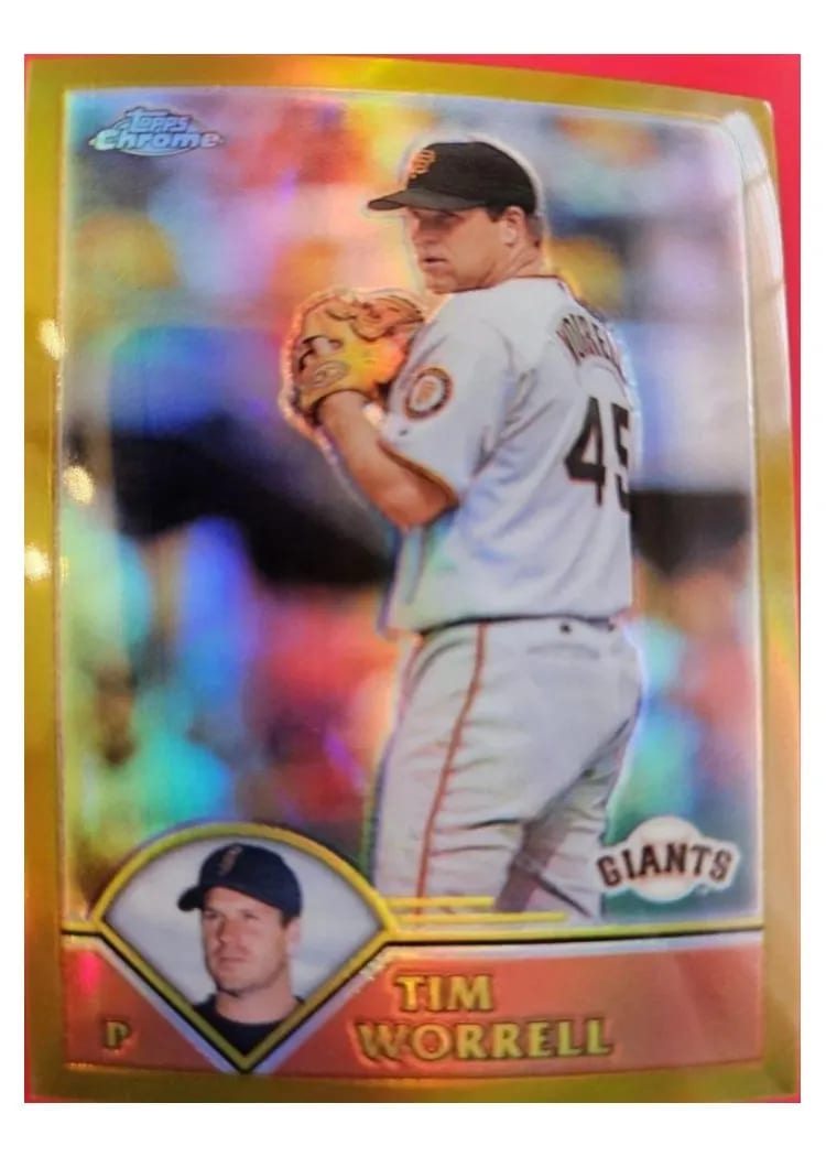 2003 Topps Chrome Tim Worrell Gold Refractor card