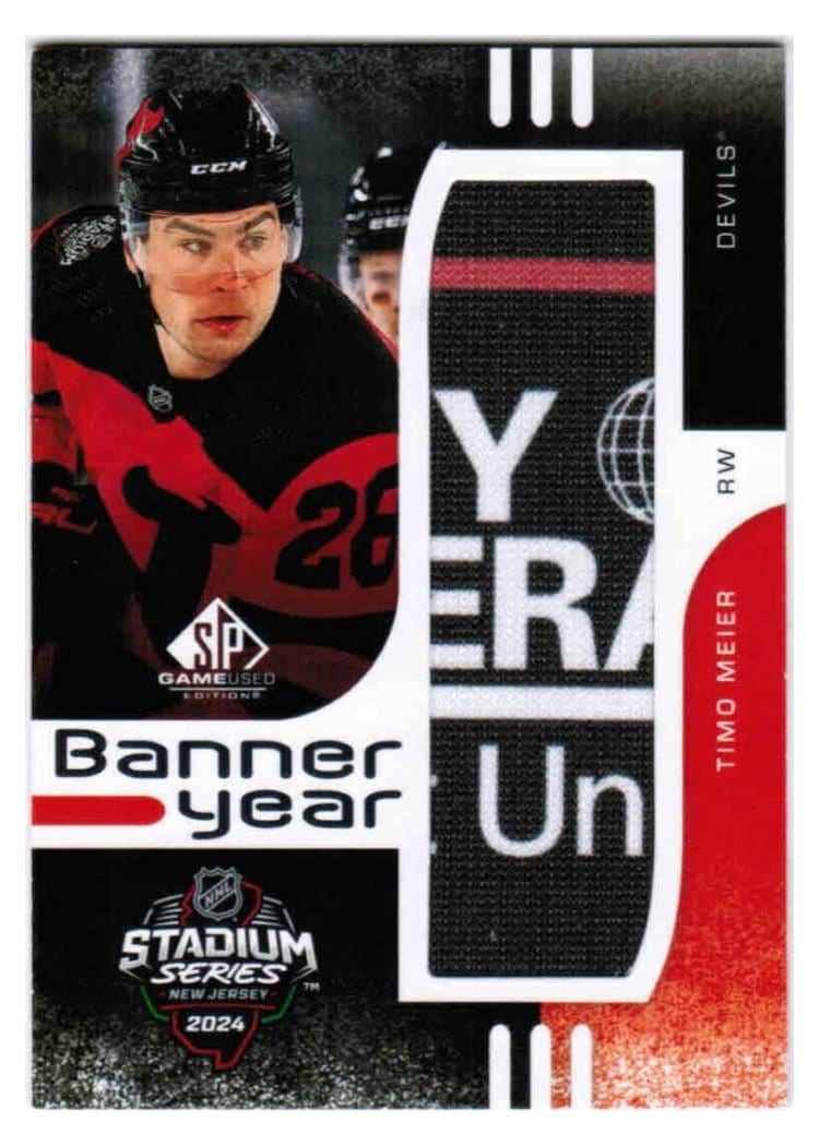 2024-25 SP Game Used 2024 Stadium Series Banner Year Relics Timo Meier #BYSS-TM card