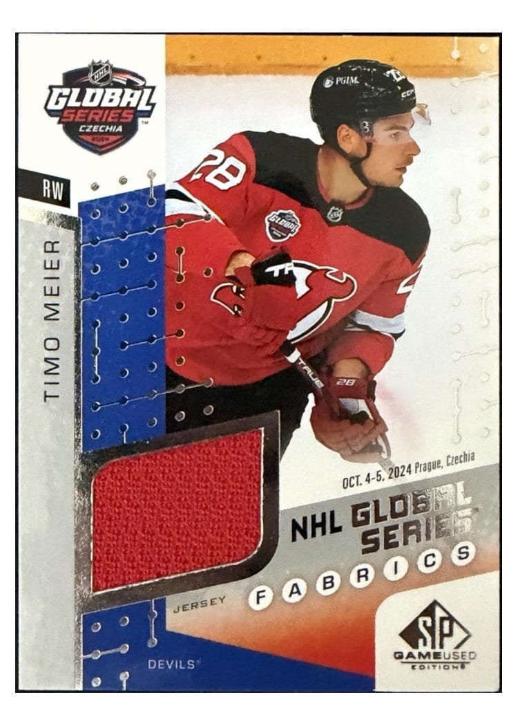 2025-26 SP Game Used 2024 Global Series Devils vs. Sabres Fabrics Timo Meier #GSF1-5 card