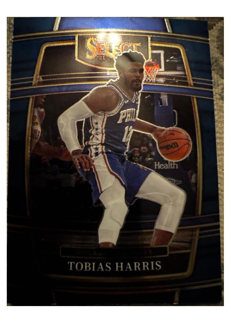 2021-22 Panini Select Base Set Tobias Harris Blue Prizm #16 card