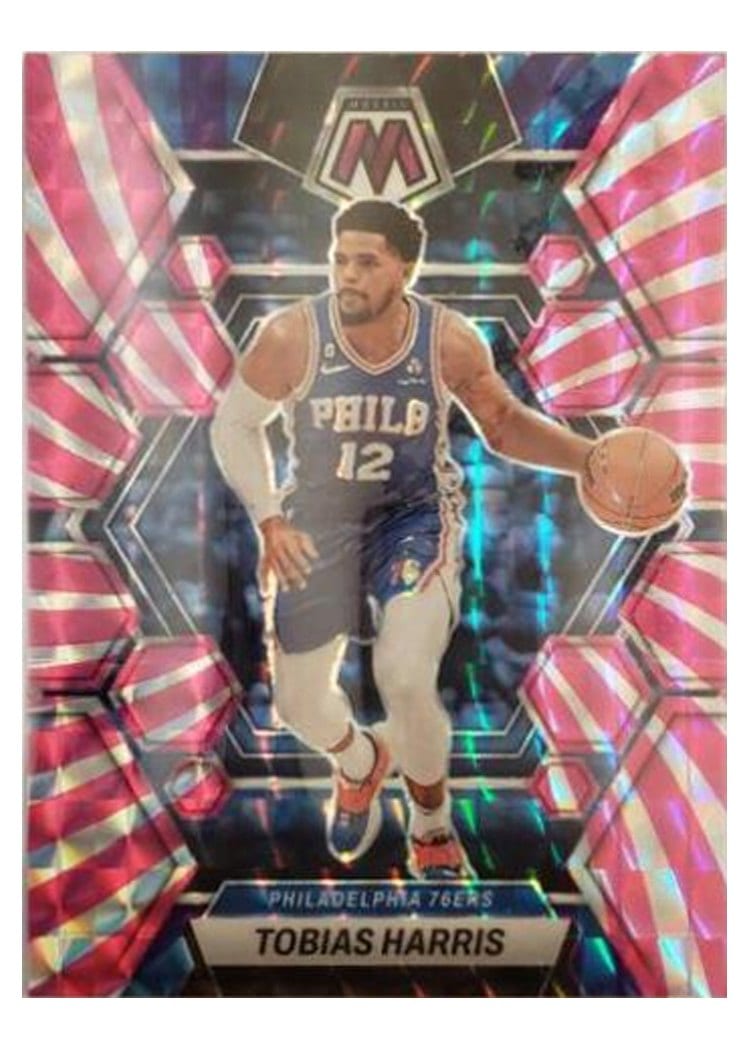 2022-23 Panini Mosaic Base Set Tobias Harris Pink Swirl #28 card