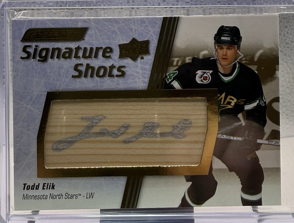 2024-25 Upper Deck Engrained Icons Signature Shots Manufactured Stick Relics Todd Elik #SS-TE card
