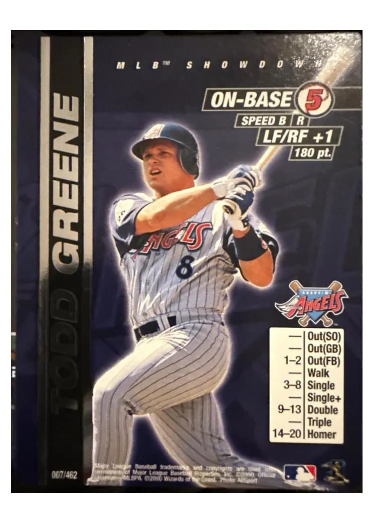 2000 MLB Showdown Todd Greene #7 card