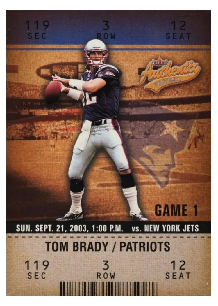 2003 Fleer Authentix Tom Brady #22 card