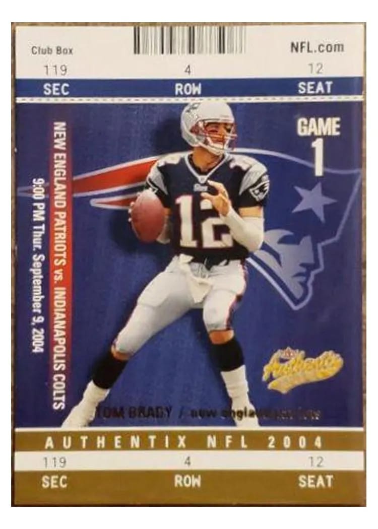 2004 Fleer Authentix Tom Brady #1 card