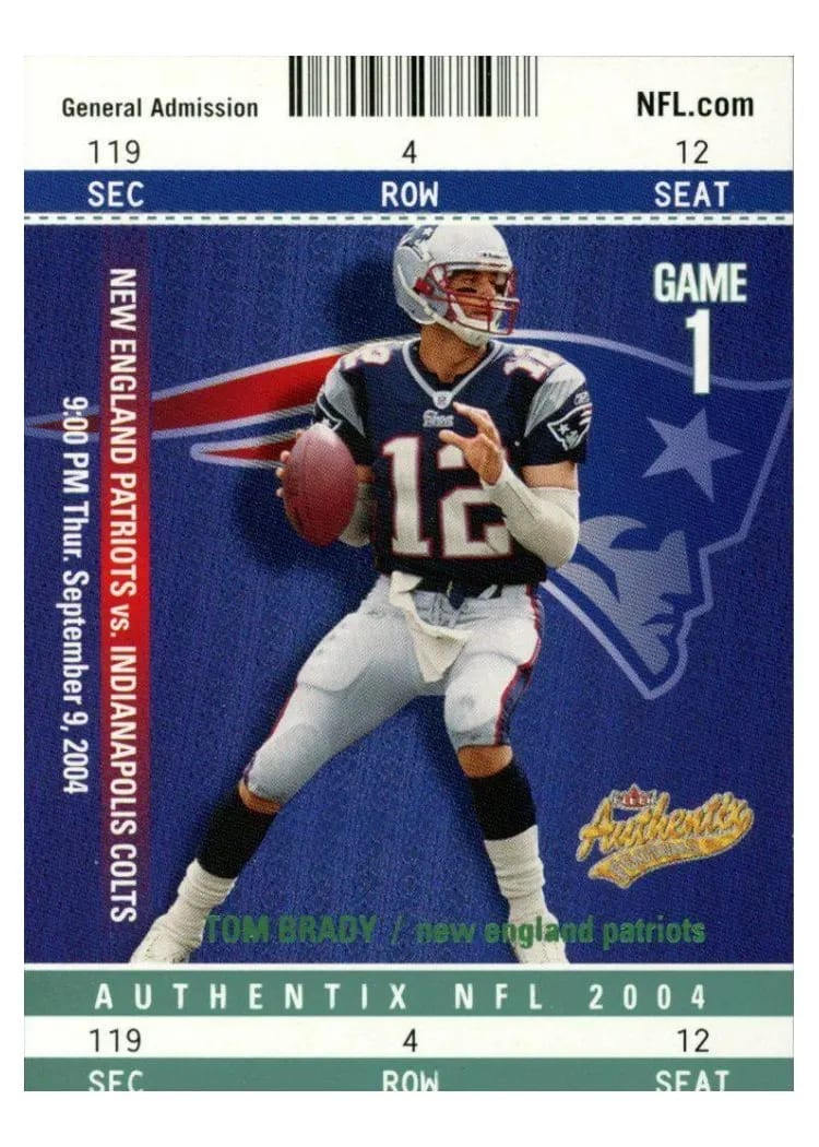 2004 Fleer Authentix Tom Brady #1 card