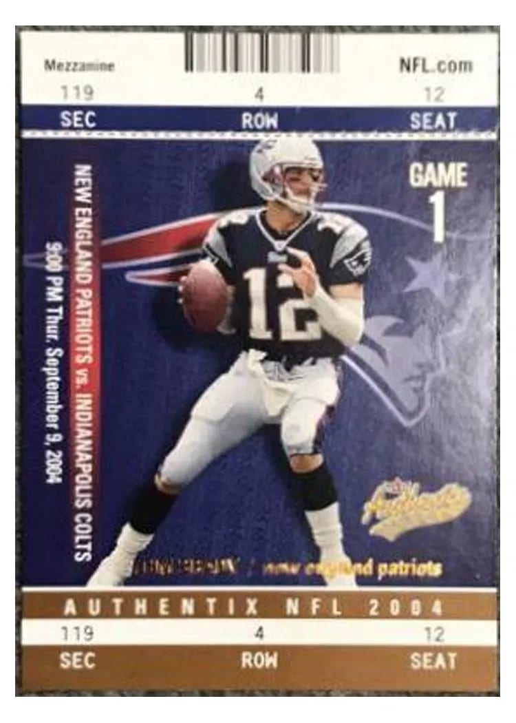 2004 Fleer Authentix Tom Brady #1 card