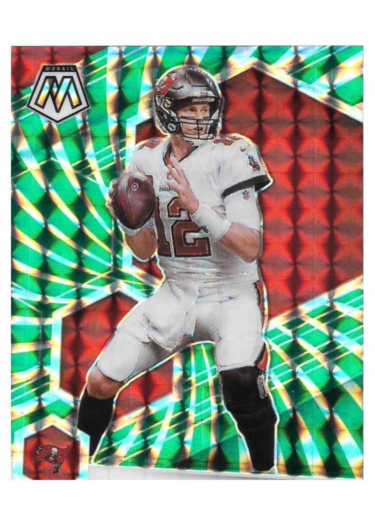 2021 Panini Mosaic Base Set Tom Brady Green Swirl Mosaic #186 card