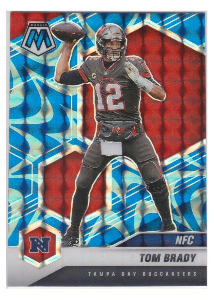 2021 Panini Mosaic Base Set Tom Brady Reactive Blue Mosaic #201 card