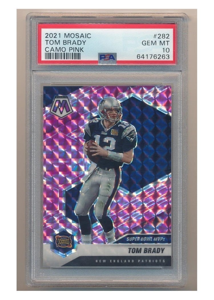 2021 Panini Mosaic Base Set Tom Brady Camo Pink Mosaic #282 card