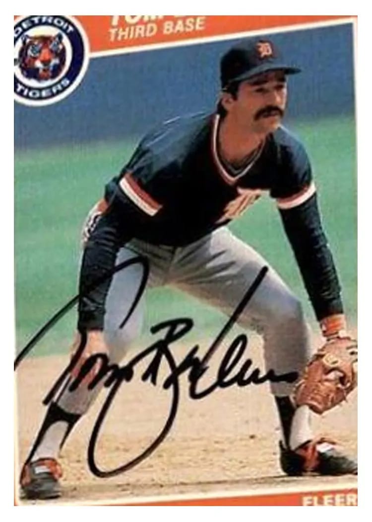 1985 Fleer Tom Brookens #4 card
