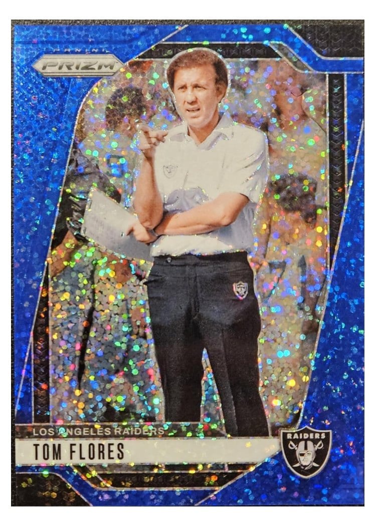 2024 Panini Prizm Base Set Tom Flores Blue Sparkle #156 card